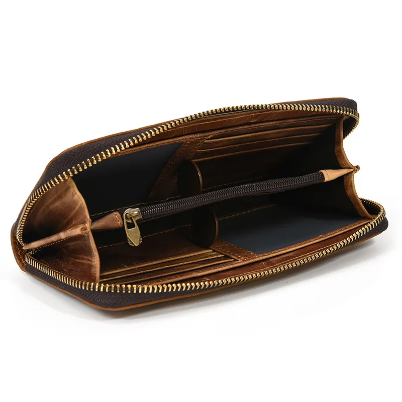 Carteira masculina retrô criatividade bolsa longa presentes do dia dos pais carteira retrô bolsas de couro simples carteira mhqb