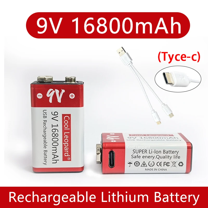 2022 New 9V 16800mah Lithium Ion Rechargeable Battery Micro USB Battery 9v Is Used For Multimeter Microphone Toy Remote Control