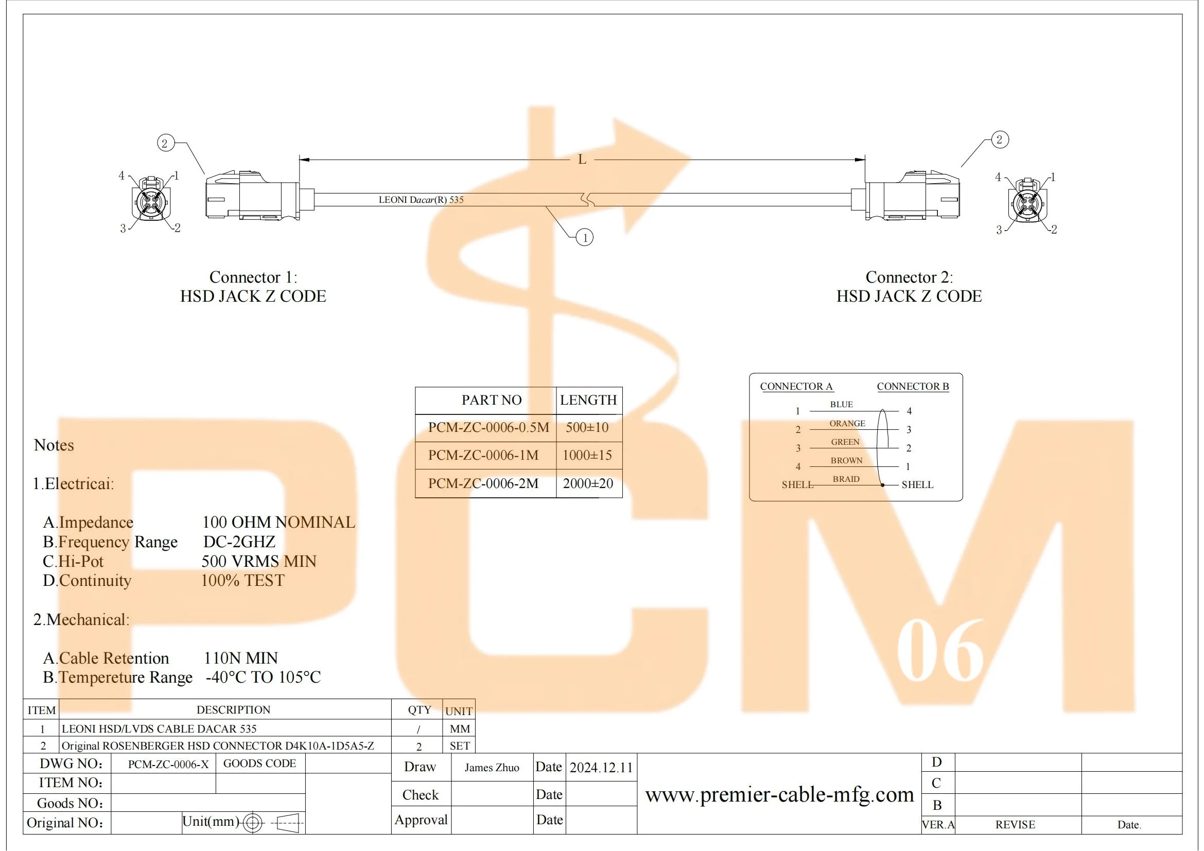 HSD STP-Kabel für FPD-Link III GMSL2-Kamera, HSD LVDS-Videokabel für BMW Benz, Rosenberger HSD 4P Z-Code-Buchse D4K10A-1D5A5-Z – Detail 5