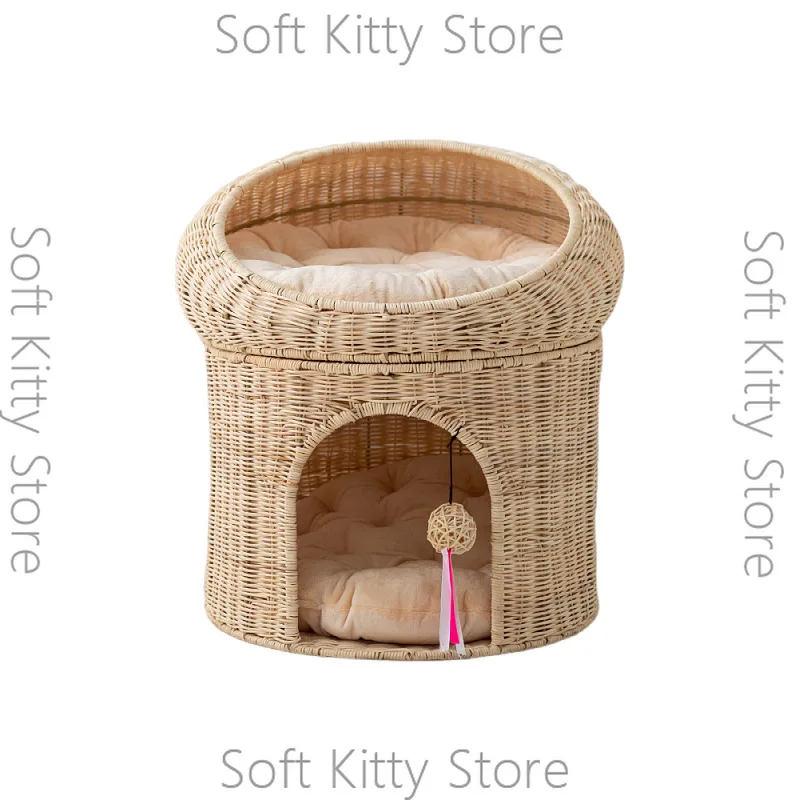 Enclosed Double Cat Nest Cat Bed Villa House Cat Climbing Frame Scratch-resistant Vine