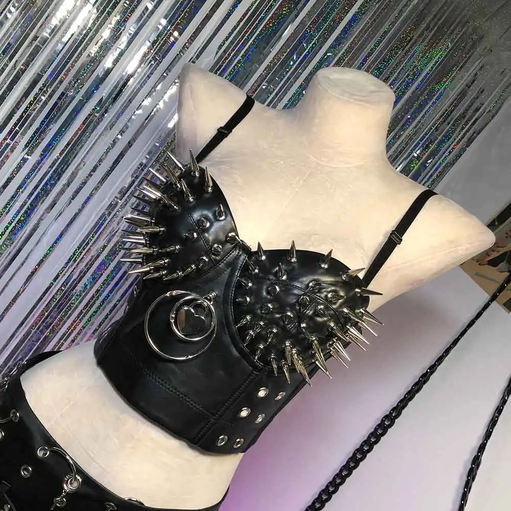 Kawaii خلل الأساسية ايمو القوطية القمم 2025 يدوية E-الفتيات يا الدائري Y2K القمم Harajuku الجرونج الدبابات ايكو رصع برشام القوطي الشرير الصخرة