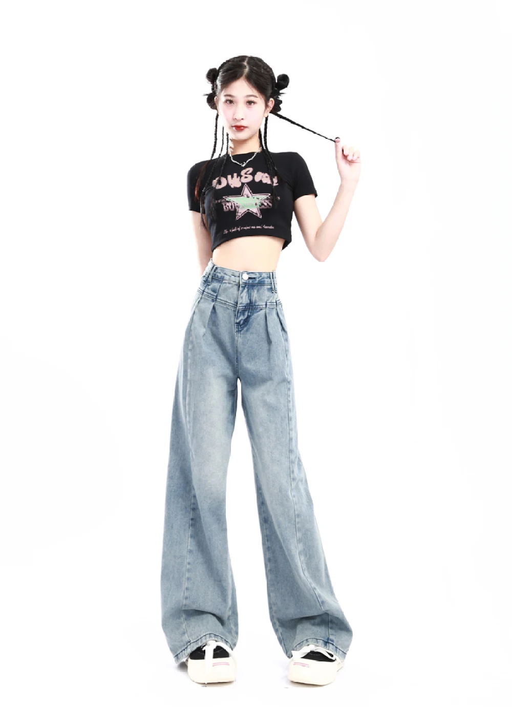 Solid Baggy Jeans Y2k Women Autumn New High Waist Wide Leg Jeans Pants Woman Korean Fashion Clothes Women Straight Trousers