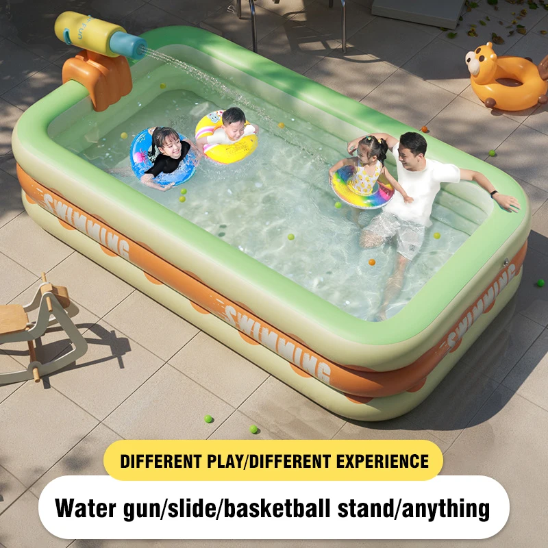 Large Family Inflatable Swimming Pool Baby Framed Pools Outdoor Folding Paddling Piscina Kids Summer Water Gun Basketball Rack