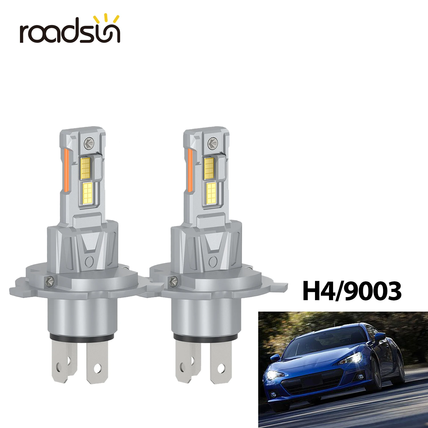 2PCS H4 LED Bulbs 700% Bright High/ Low Beam Bulbs 30000LM 6000K White 1:1 Mini Size HB4 Fog Light Bulbs 70000hrs Lifespan Plug& Play for DC12V Cars