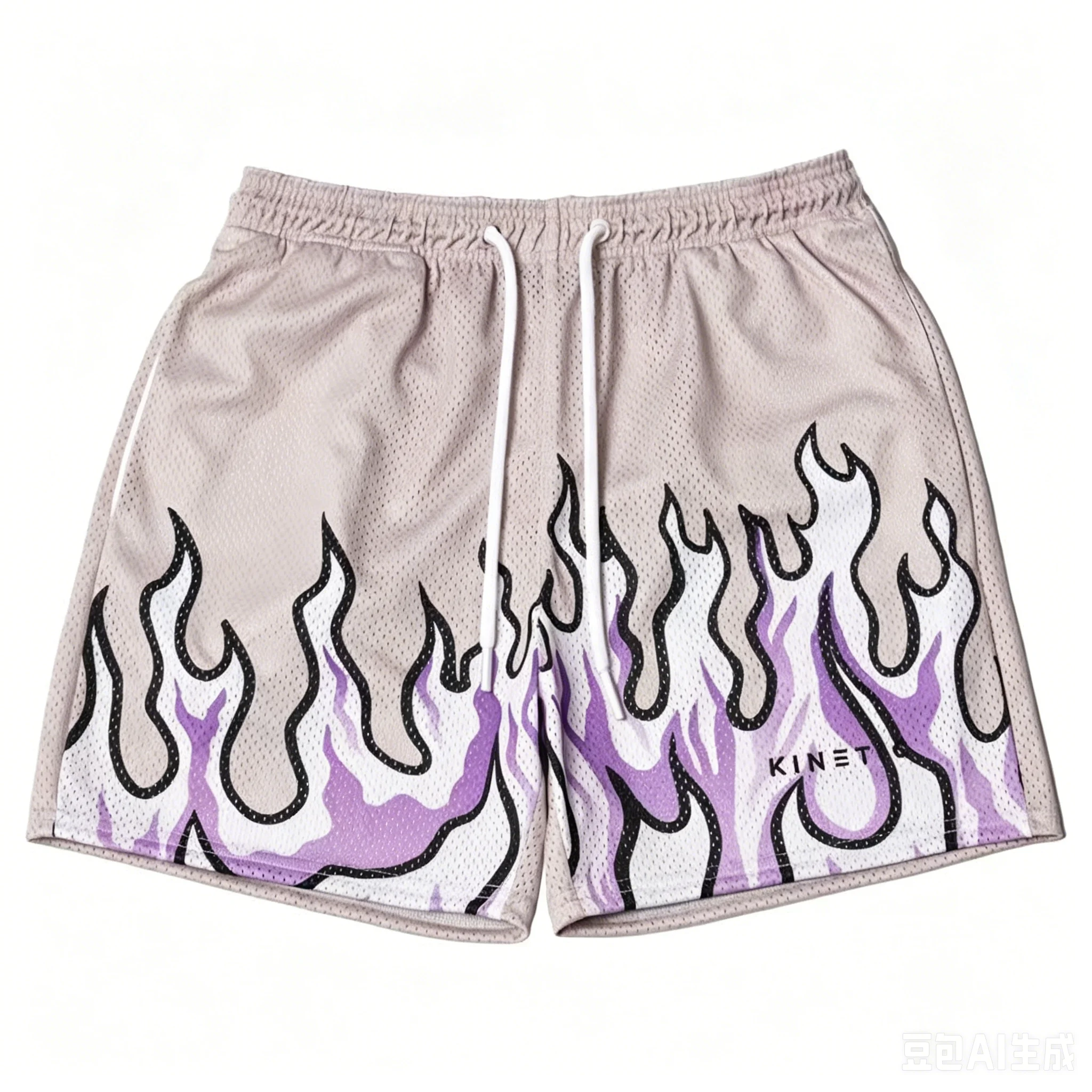 

Kid 2026 Breathable Men Shorts Basketball Running Quick-Drying Shorts Baggy Flame Print Fashion Shorts Summer Shorts