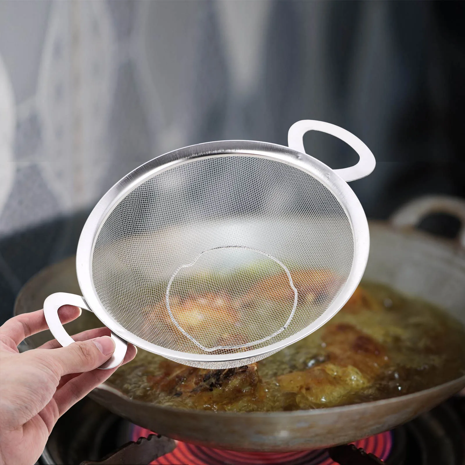 

2Pcs Double-handled Stainless Steel Filter Sieve 18cm 22cm Rice Washing Strainer Bowl Fruit Vegetable Sifter Colander Kitchen