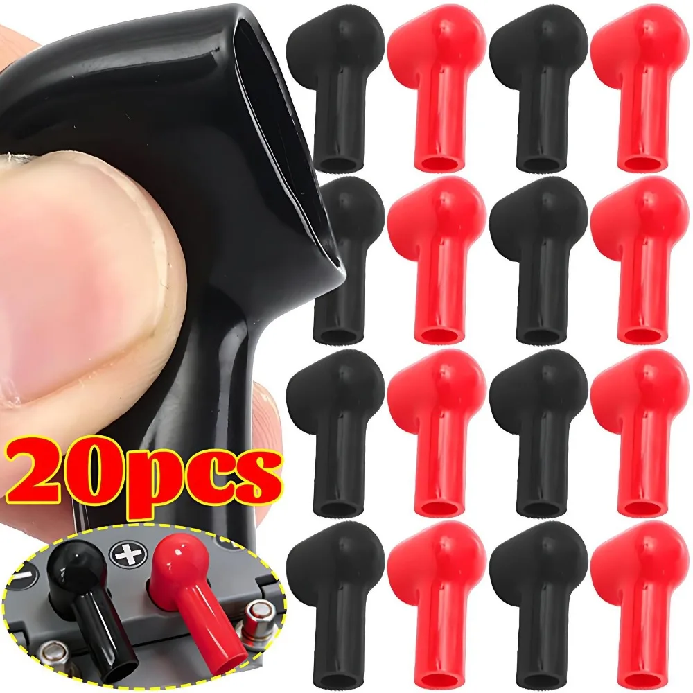 

Auto Car Battery Terminal Cover Boot PVC Flexible Angled Protector Red Black Positive Negative Insulation Cap RV Marine Boat Fix