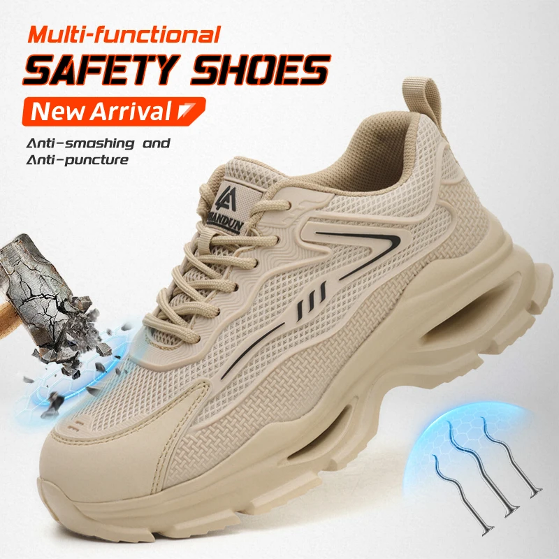 

Leiandun New Lightweight Shock-absorbing Men's Summer Breathable Anti-smashing Anti-puncture Safety Shoes