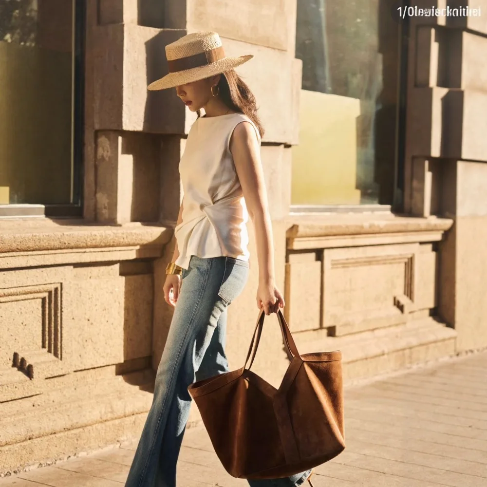 

High quality lazy slack suede tote bag women's large capacity shoulder handbag fashion shopping bag casual versatile