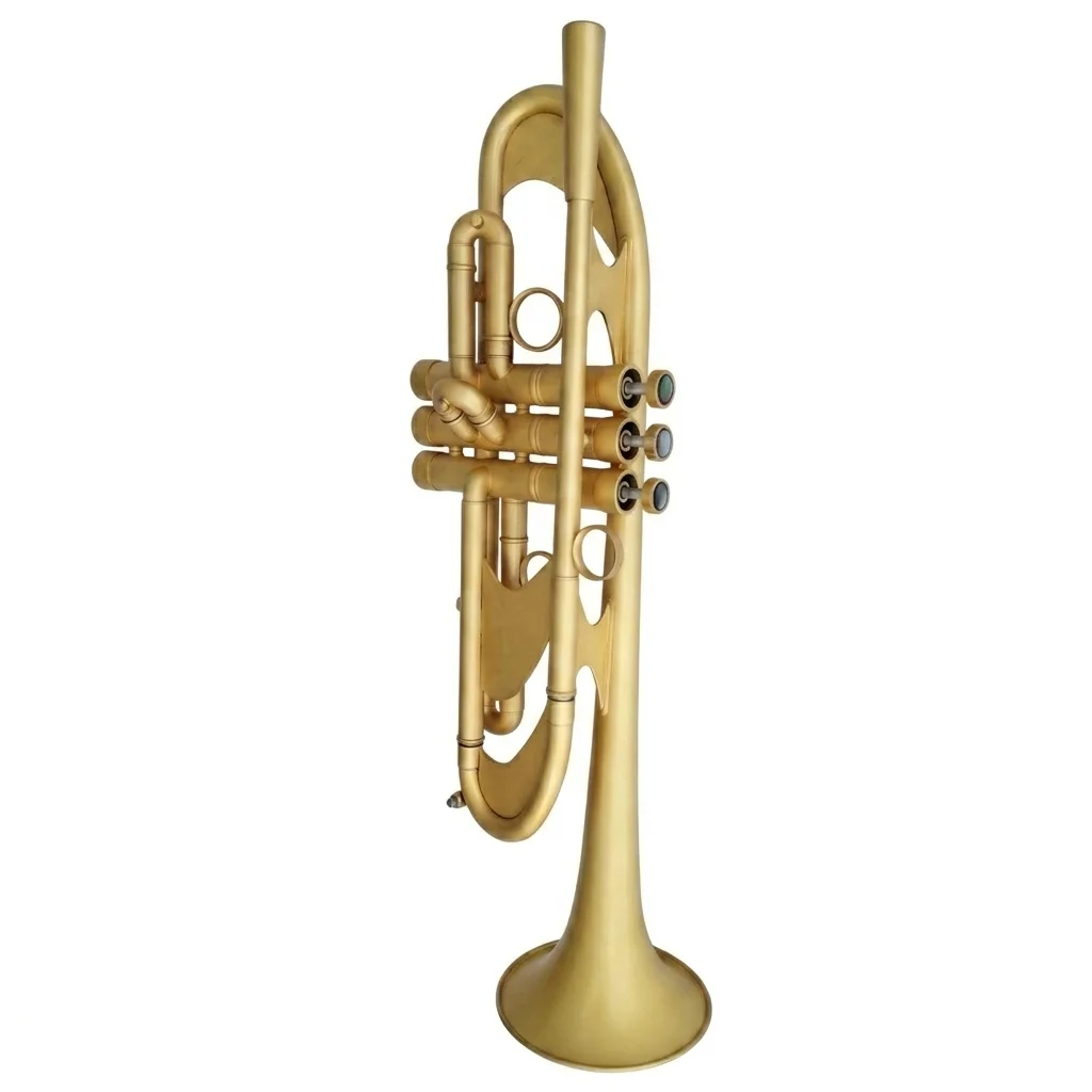 Trumpet Professor Playing Level OEM Customized Manufacture Heavy Model Sanded Gold Plated Brass Instrument
