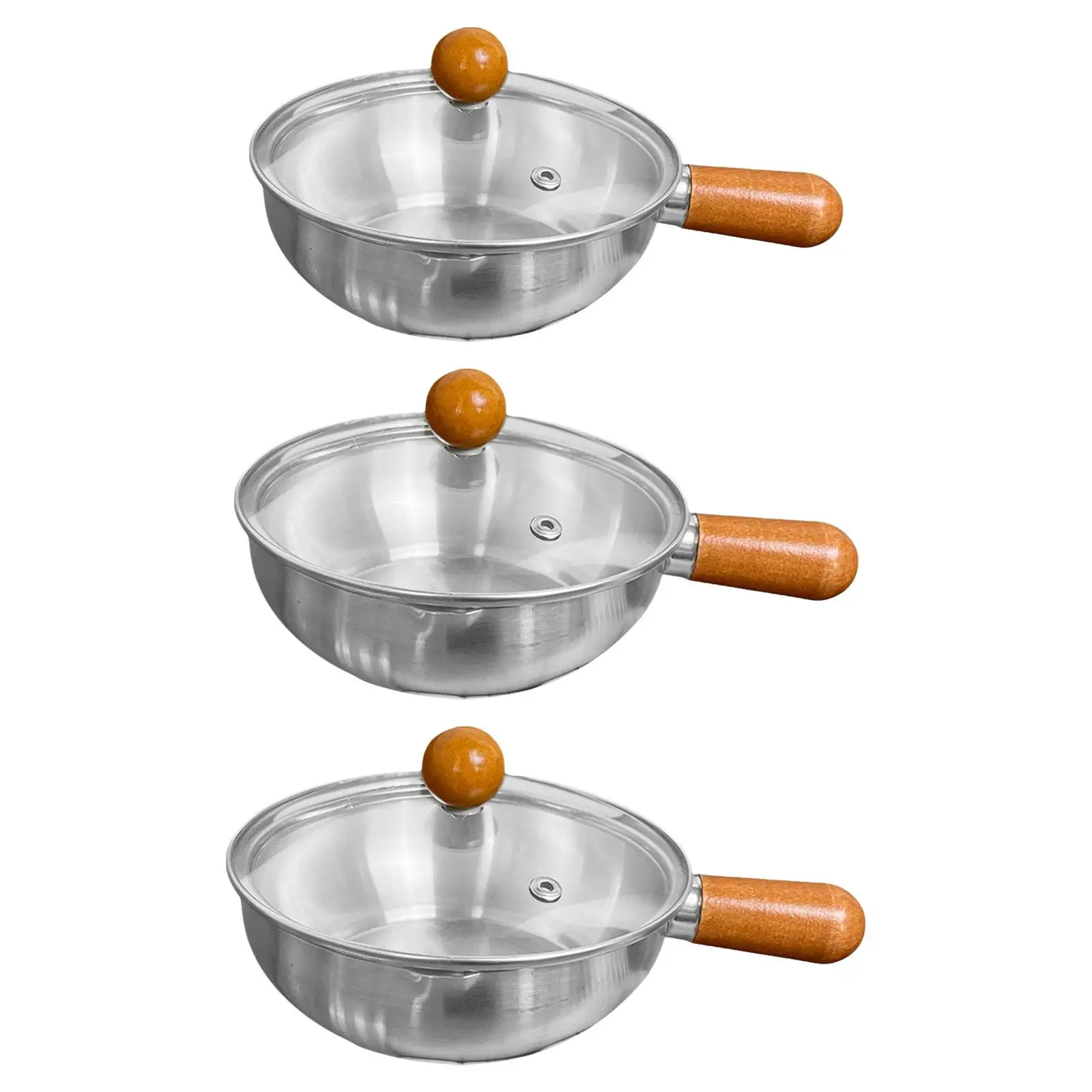 

Stainless Steel Sauce Pan with Wooden Handle Cookware for RV Home Outdoor