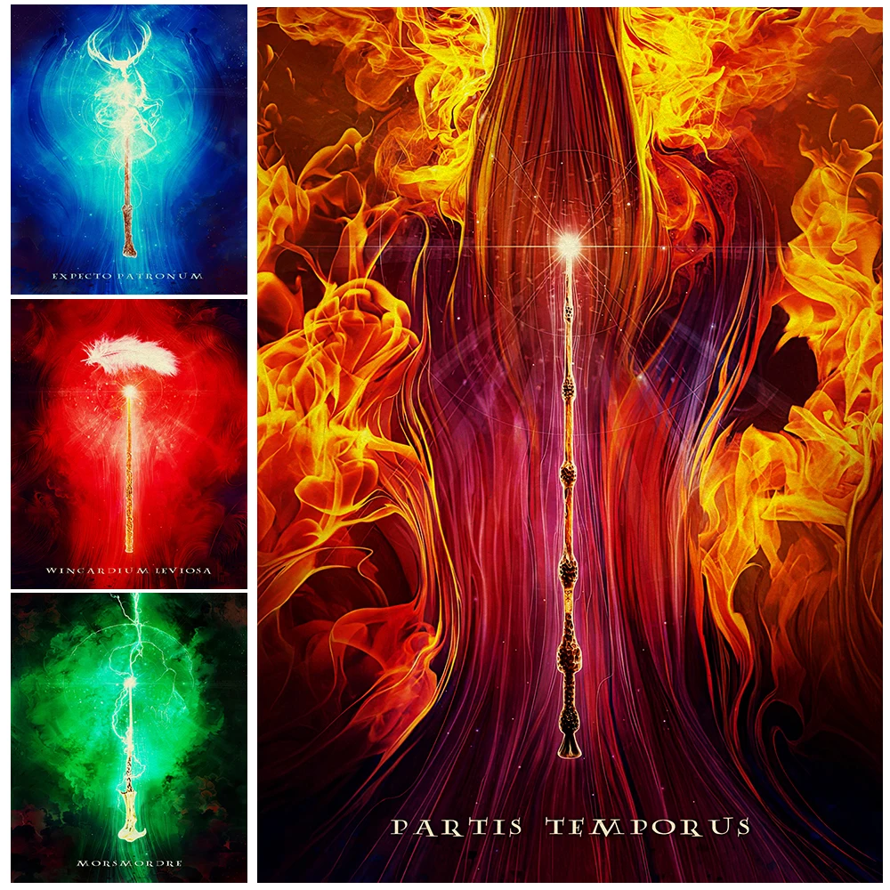 

Wizard Exclusive Magic Wand, Abstract Wall Art Canvas Painting, Witchcraft & Magic Illustration Art Poster And Print, Home Decor