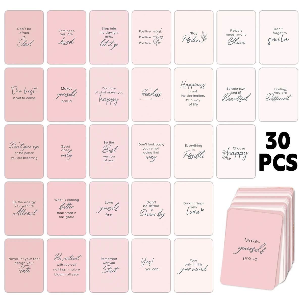 30Pcs Motivational Inspirational Quote Cards For Birthday Gift Office Supplies Printing Products Business Flowers Accessories