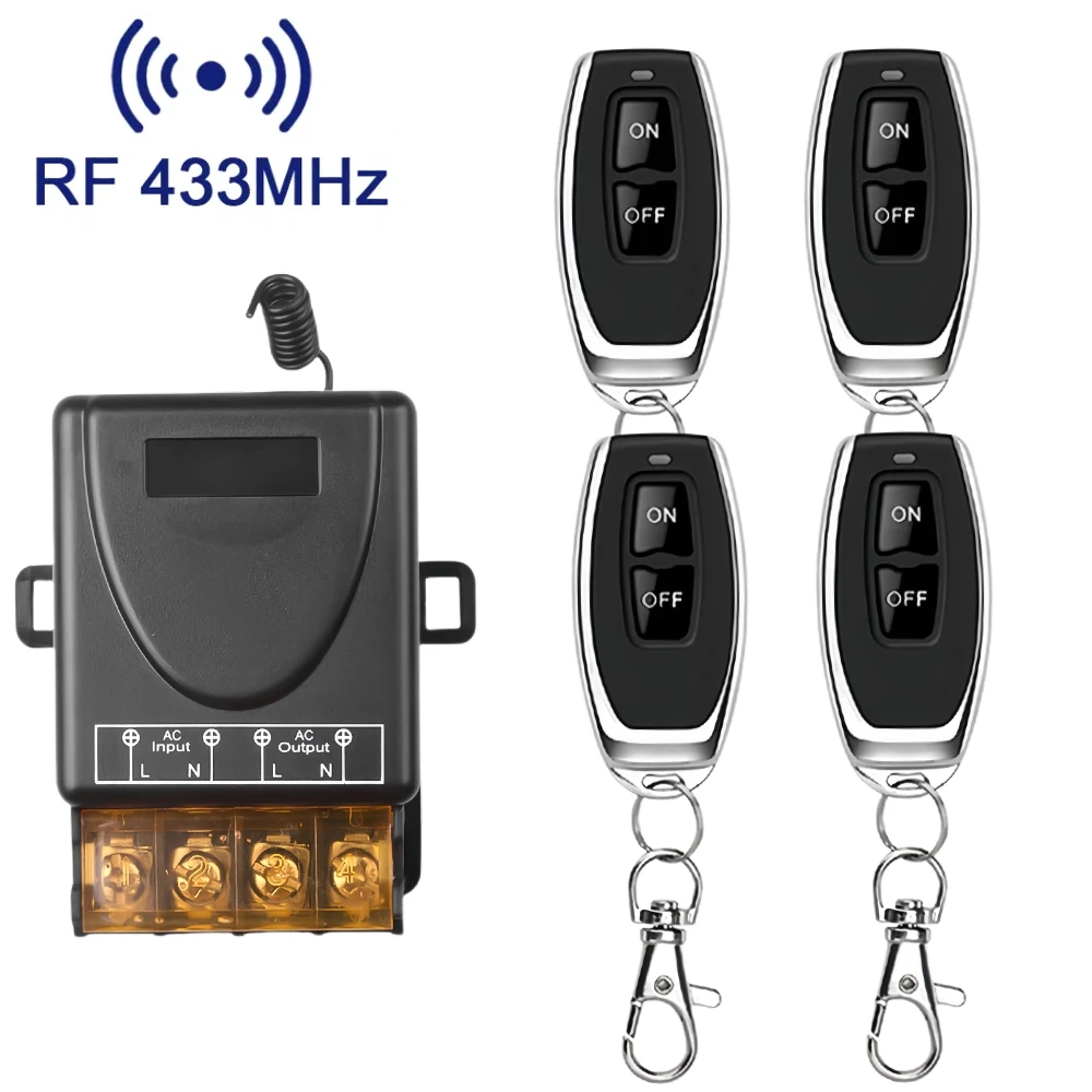 AC 110V 220V 30A Relay Wireless RF Remote Control Switch System RF 433Mhz Transmitter On Off for Water Heaters Ceiling LED Lamp