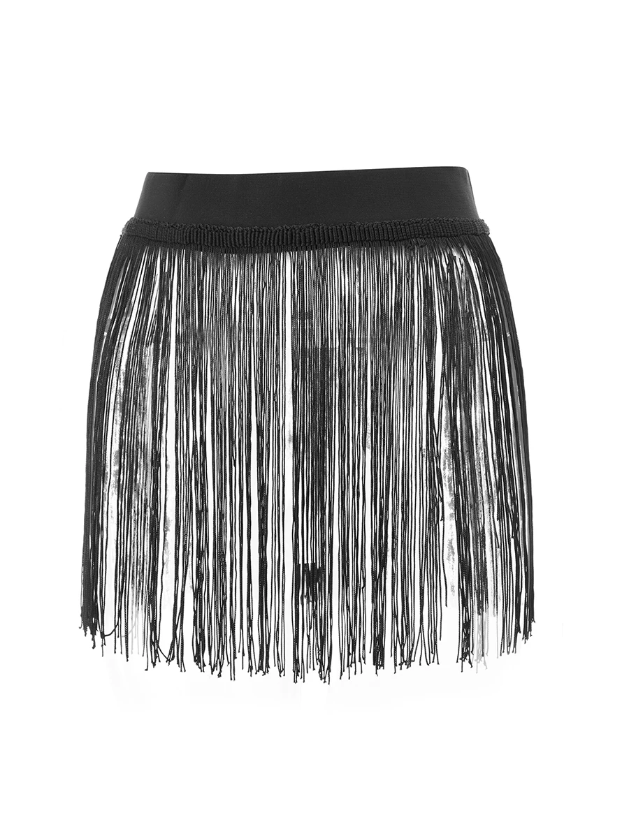 Women s Beach Skirt High Waist Tassel Fringe Mini Skirt Vacation Holiday Beach Skirt Cover Up