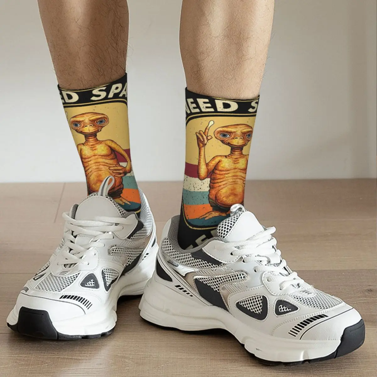 Calcetines divertidos para hombre, calcetín con estampado de calidad de película alienígena Extra-terrestre, estilo Hip Hop, Harajuku E.T., I Need Space