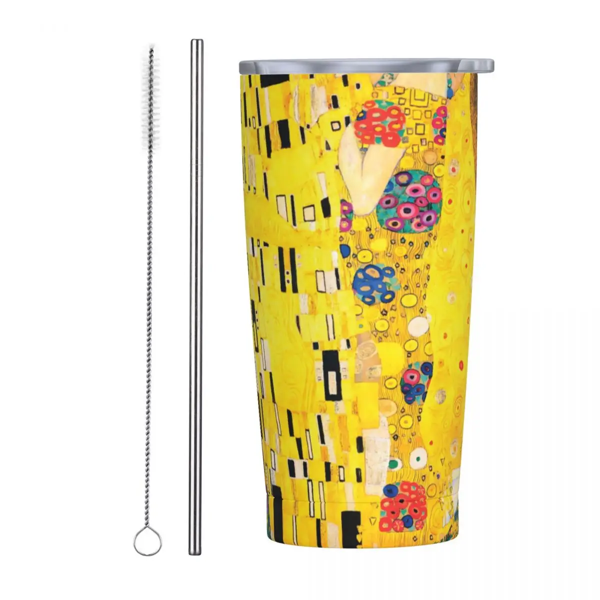 The Kiss By Gustav Klimt Stainless Steel Tumbler Abstract Art Mugs Cup Large Thermal Cups Heat Cold Drink Milk Tea Water Bottle