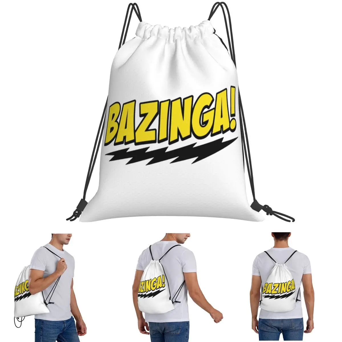 Bazinga The Big Bang Theory Backpacks Portable Drawstring Bundle Pocket Sports Bag Book Bags for Travel School