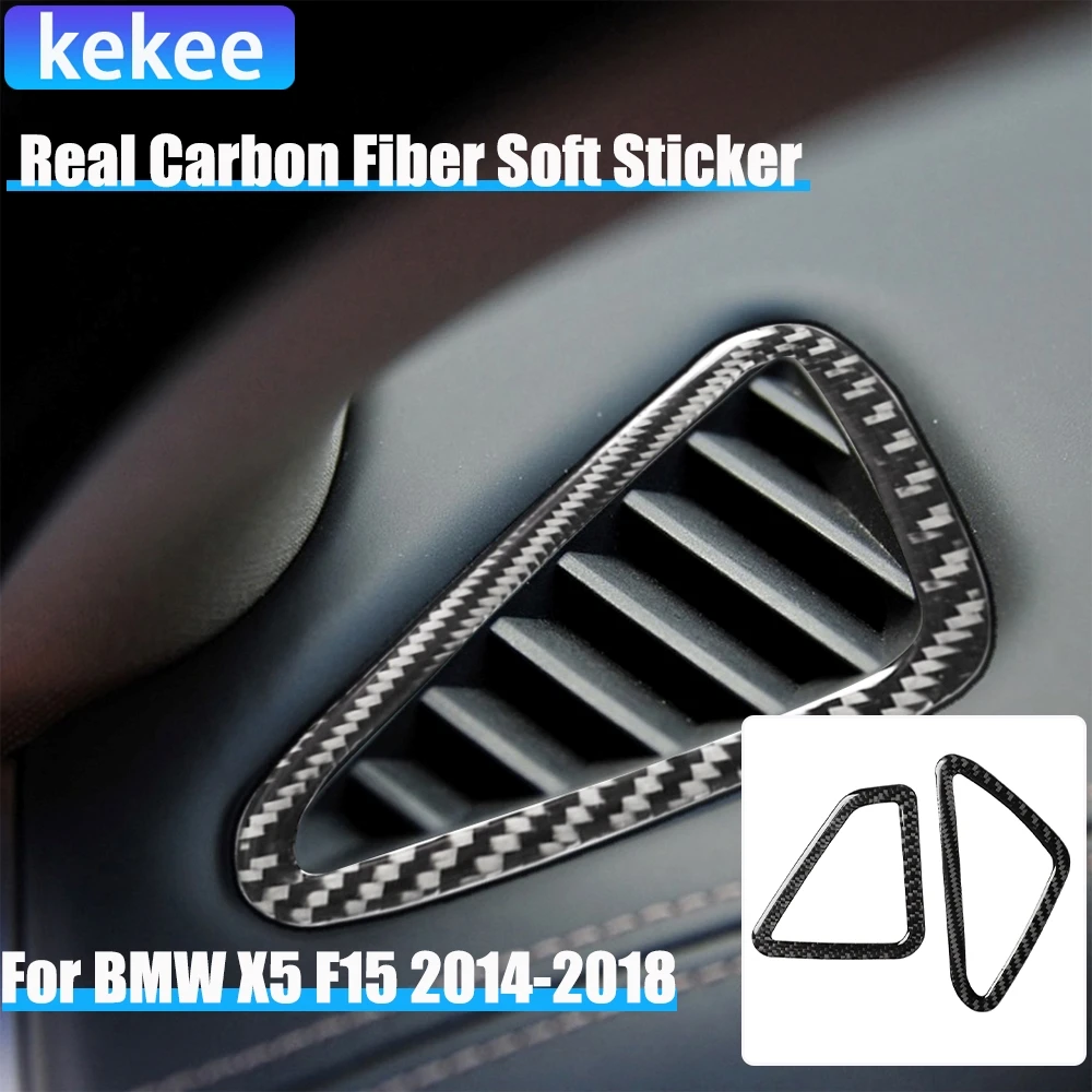 

Real Carbon Fiber Car Accessories Dashboard Air Vent Decorative Cover Soft Sticker For BMW X5 F15 2014-2018 X6 F16 2015-2019