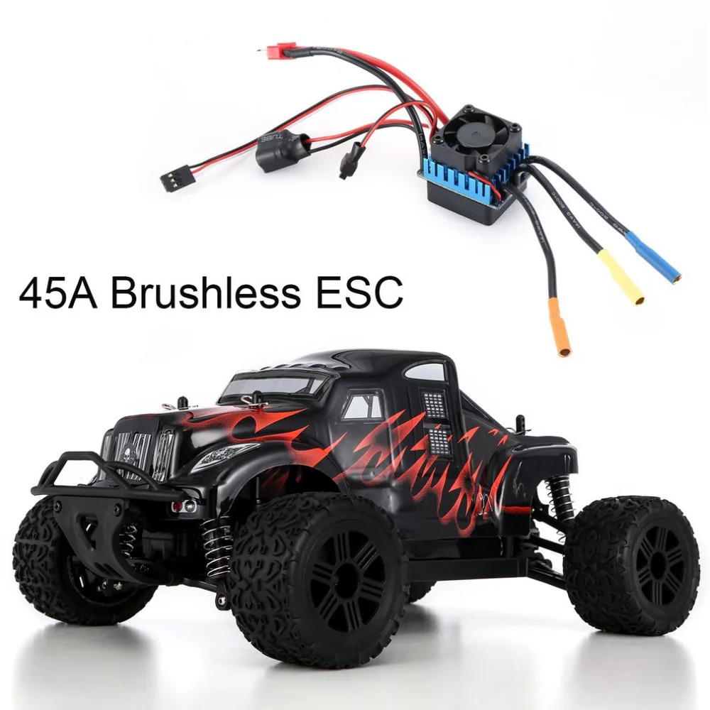 RC F540 3930KV 3300KV 3000KV 4370KV Sensorless Brushless Motor + 45A ESC With Programe Card Combo Set for 1/10 RC Car（Blue）