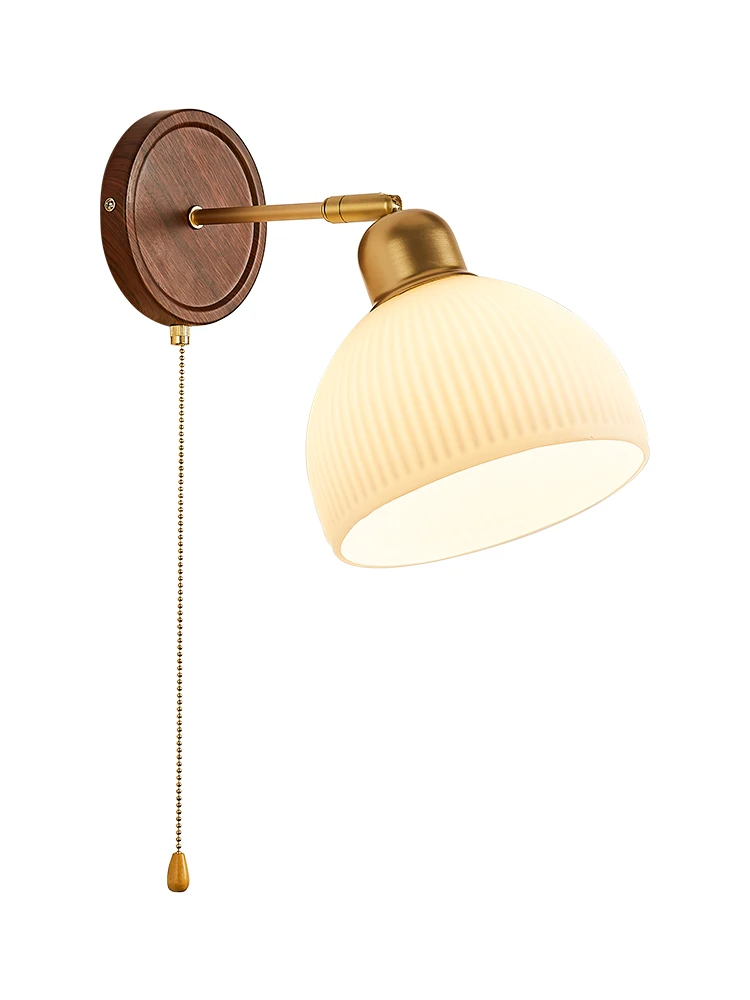

Pull line switch wall lamp bedroomSilent wind retro creative reading lamp medieval atmosphere