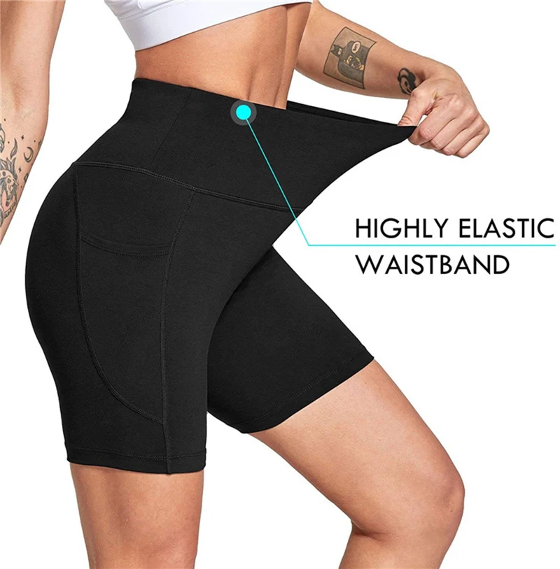 Leggings Women High Waist Yoga Sport Shorts Biker Shorts Women Sports Leggings For Fitness Cross Waist Pocket Yoga Pant