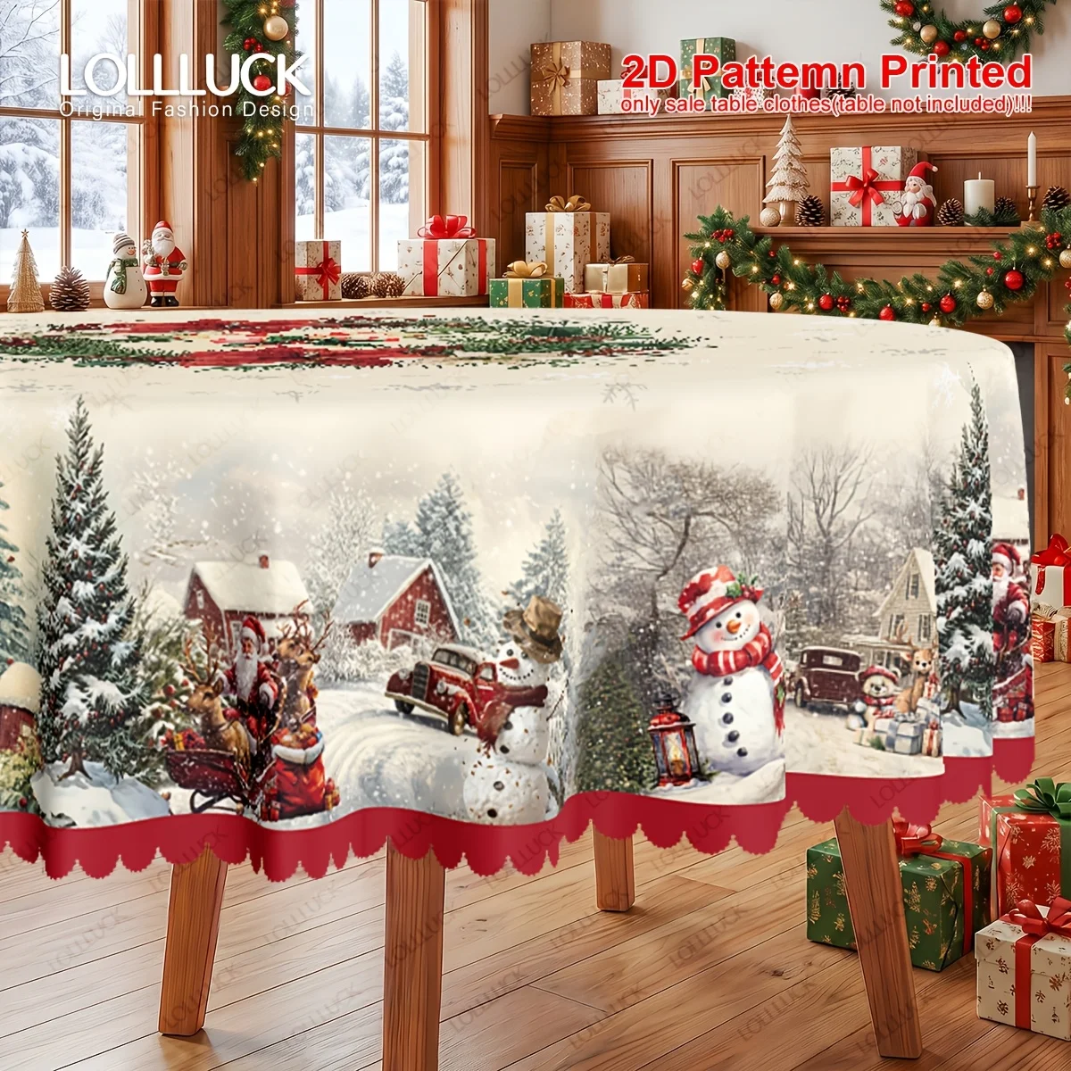 1 piece, Christmas themed party tablecloth, snowman Christmas tree, Santa Claus snow design pattern printing