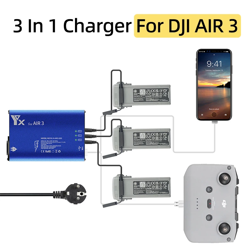 for-dji-air-3-drone-battery-charger-3-in-1-intelligent-charging-hub-usb-charge-remote-controller-simultaneous-charge-accessories