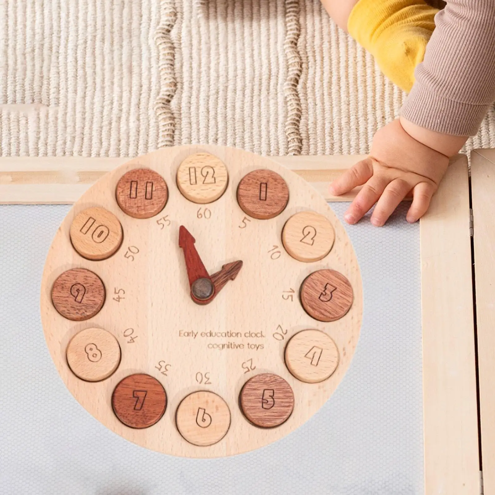 

Wood Teaching Clock Early Education Wooden Toy for Boys and Girls Children