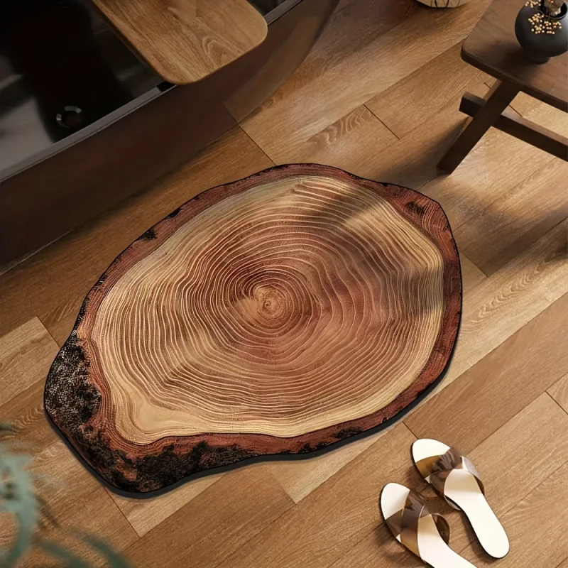 VIKAMA Tree Stump Ring Doormat – Quick-drying, Washable, Ideal for Entrance Halls, Bathrooms and Toilets – Home Decor