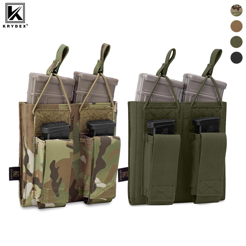 

KRYDEX Tactical Double Mag Pouch Open-Top 5.56mm & Pistol Magazine Pouch Mag Carrier For M4 M16 Doubl Bag