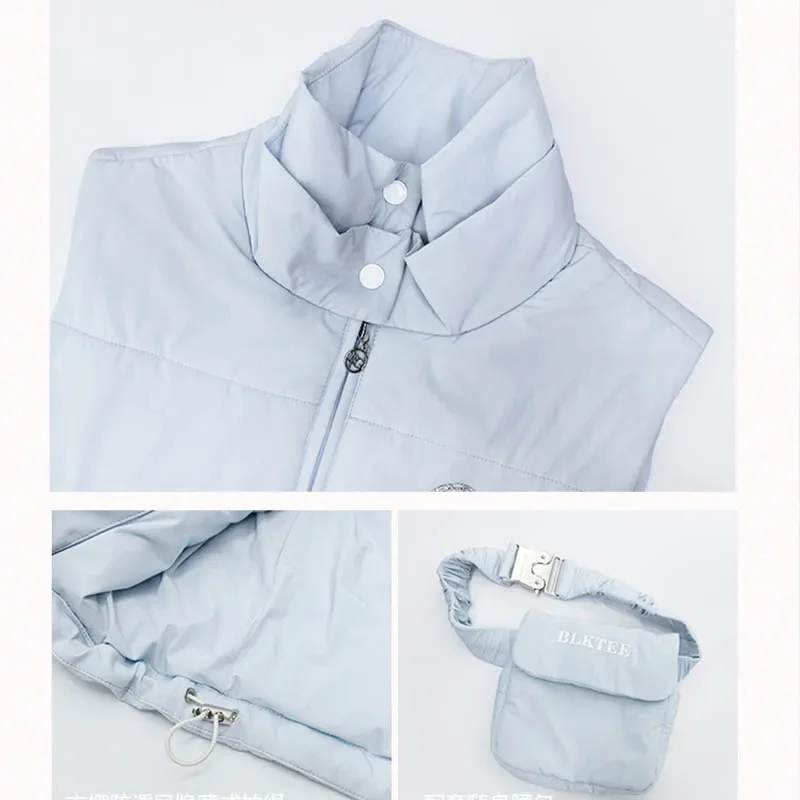 Blktee 2024 Golf zimowa damska kurtka bez rękawów wiatroszczelna ciepła kamizelka golfowa wąska talia kamizelka sportowa płaszcz zagęścić bawełniany top puchowy — zdjęcie 6