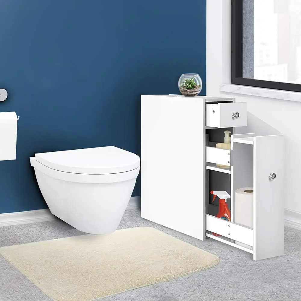 

**/Bathroom Storage Cabinet, 58cm Height Cupboard Side Table Corner Shelf Wall Over Toilet Roll Storages Cabinets Unit Home