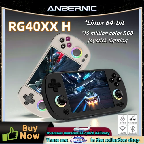 ANBERNIC RG40XX H consola de juegos portátil Retro reproductor de vídeo pantalla IPS de 4,0 pulgadas 5G WiFi Bluetooth Joystick iluminación RGB 256G PSP