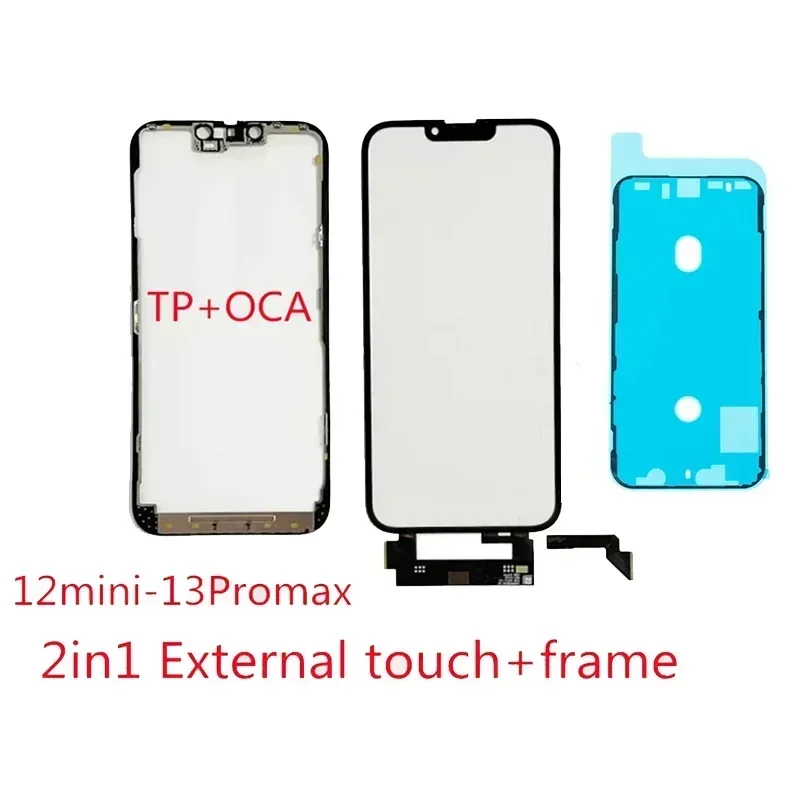 

2in1 Frame External Glass With Touch Digitizer Screen With OCA For iPhone 12 mini 13 Pro Max TP Replacement