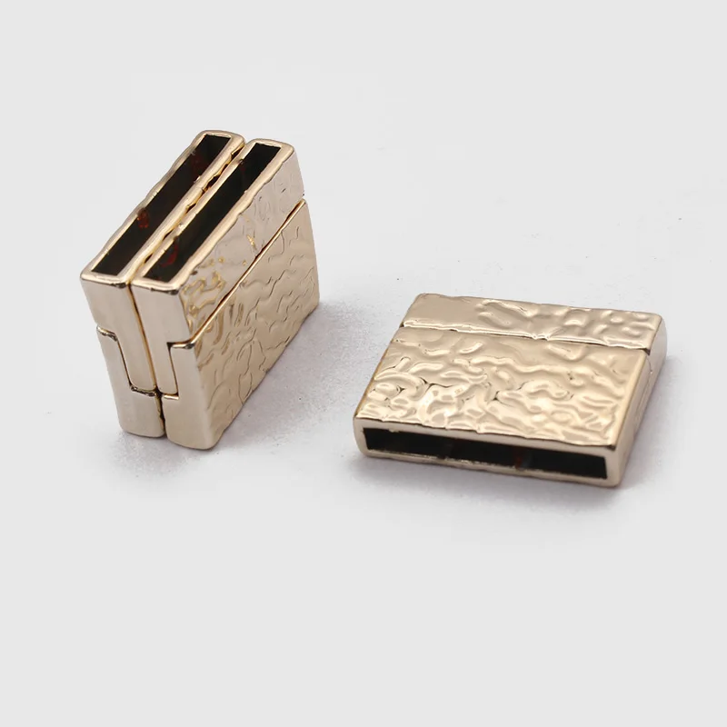 2 Sets Zinc Alloy Flat Magnetic Clasps Gold Plated 25x3mm Hole Glue-in Closure Clasp For DIY Bracelet Jewelry Making Accessories