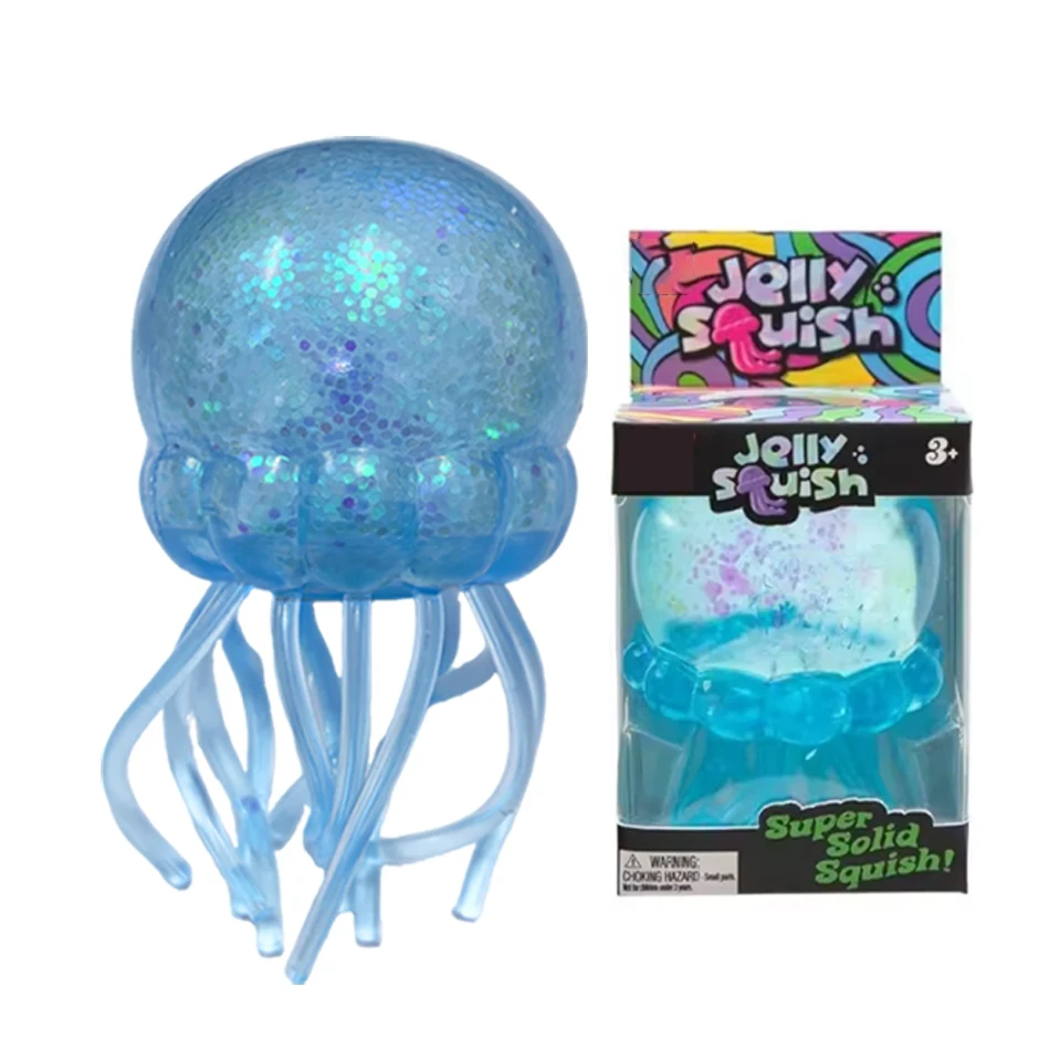 Glitzer-Oktopus Squishy, Glitzer-Quallen Squishy mit Box, Dumplings Sensorisches Quetschspielzeug zur Stresslinderung, Großhandel