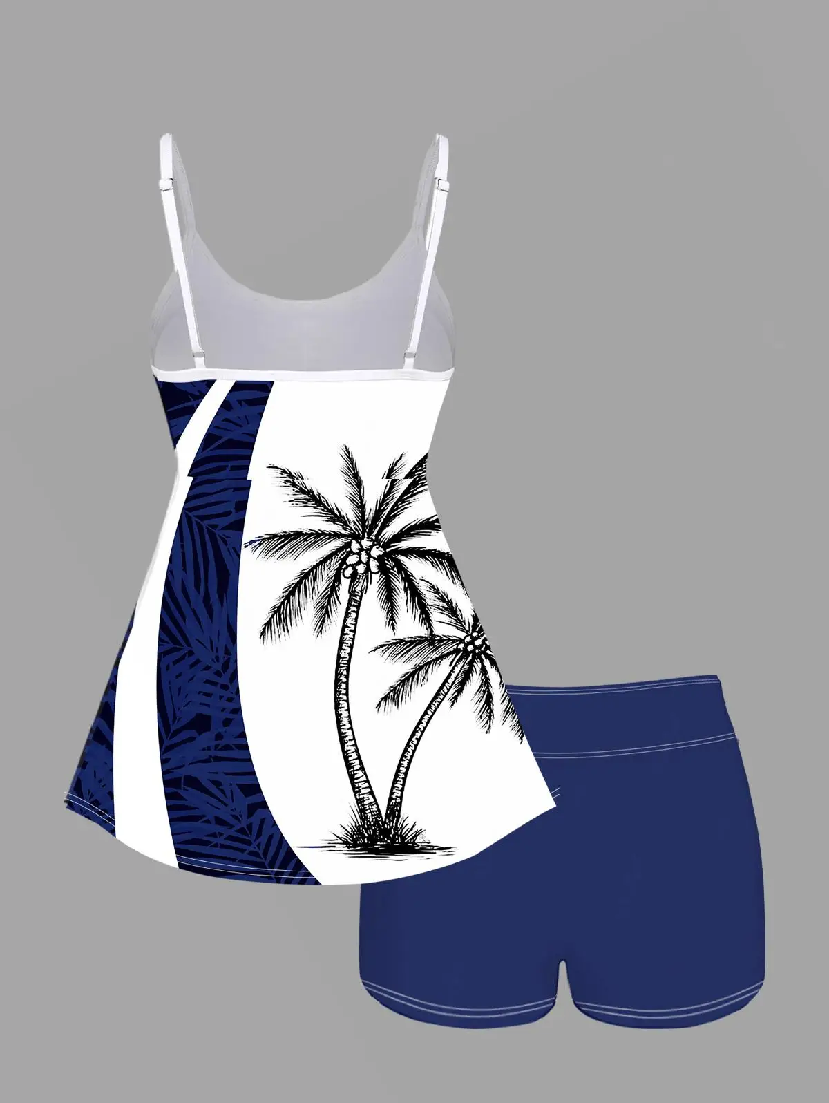 Plus Size Tankini Swimsuit Two Pieces Women Fashion Hawaii Boyleg Swimwear Adjustable Shoulder Strap Bathingsuit L-6XL