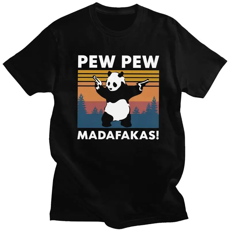 Пользовательские футболки Pew Pew Madafakas Panda для мужчин, футболка с короткими рукавами, облегающие футболки из 100% хлопка, подарок