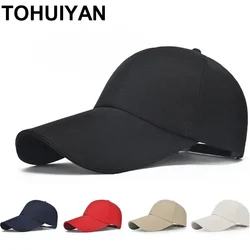 TOHUIYAN Long Brim Cap Casual Outdoor Bone Baseball Caps For Men Hats Women Canvas Snapback Hat Summer Sun Protection Sports Cap