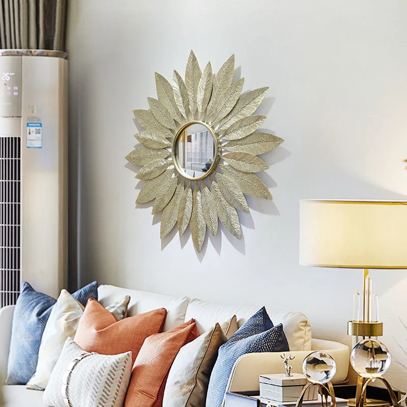 

Light Luxury Decorative Mirror Background Wall Wrought Iron Decorative Wall Hanging Fireplace Cabinet Mirror