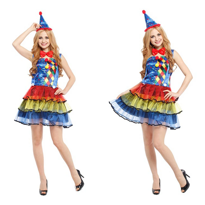Festival-Performance-Clown-Kostüm, Damen-Sorte, Show, Mädchen, Erwachsene und weibliche Zirkus-Ausgefallene Overall, schöne Clown-Kleidung