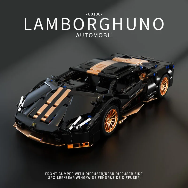 

1309 PCS Technical Electroplating Black Gold Lambo Sports Car Building Blocks Super Racing Vehicle Assemble Bricks Toys Gifts