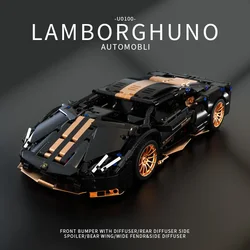 1309 PCS Technical Electroplating Black Gold Lambo Sports Car Building Blocks Super Racing Vehicle Assemble Bricks Toys Gifts