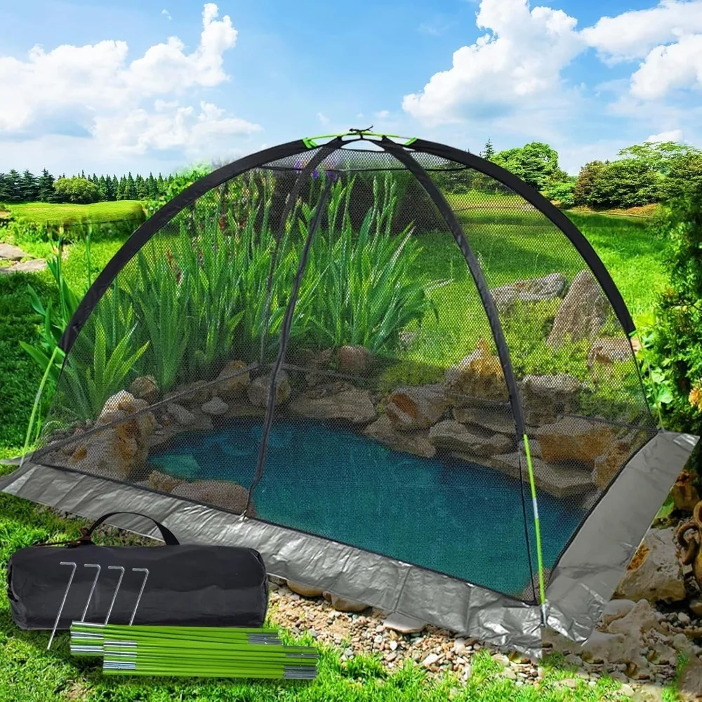 Kapler Pond Garden Cover Dome Net 14x11FT for Leaves Fish Winter Vegetables with Zipper and Stakes Nylon Mesh Protective Tent