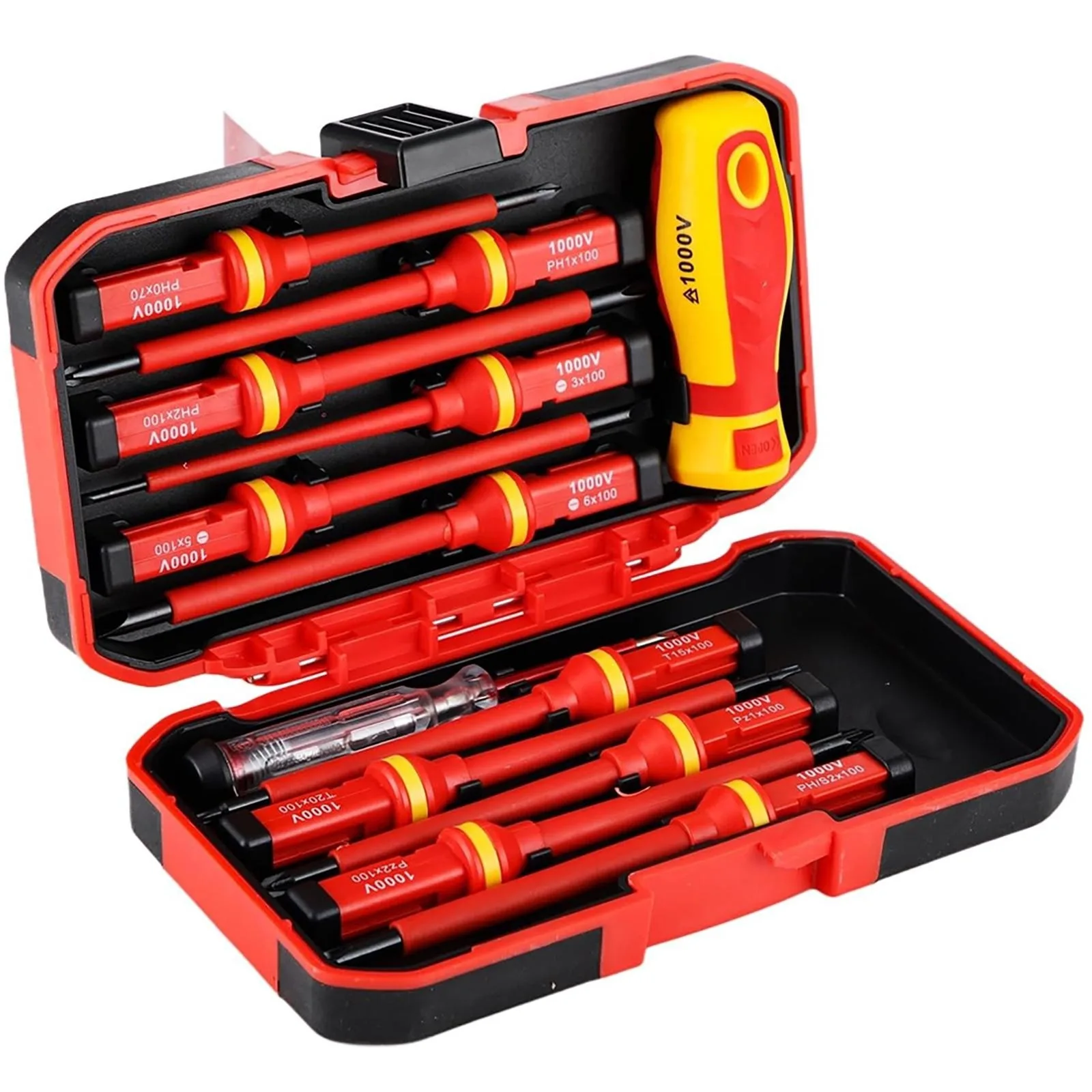 

13Pcs 1000V Insulated Screwdriver Set CR-V Magnetic Phillips Slotted Torx Bit Professional Electrician Tools for Repair Work