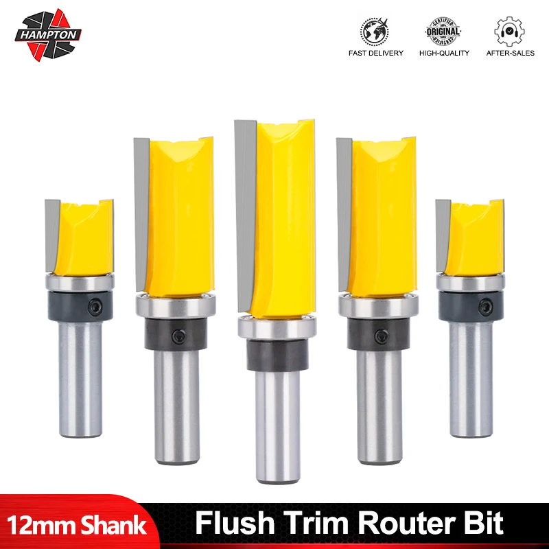 

Milling Cutter 12mm Shank Template Trim Hinge Mortising Router Bit 2 blade Straight End Mill Flush Trim Tenon Woodworking Tools