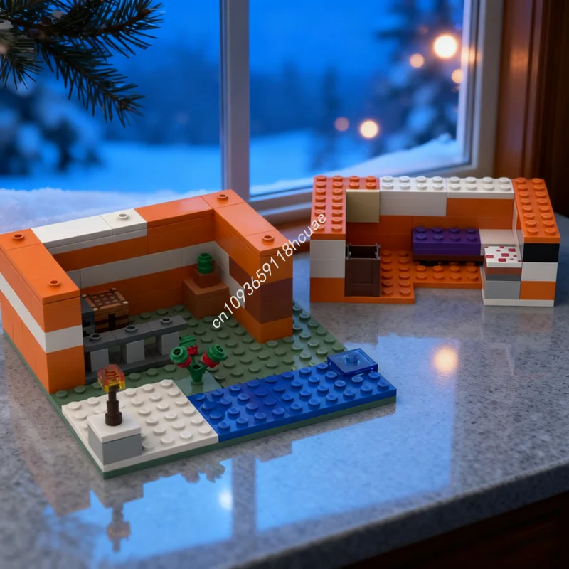124 pçs moc 2 andar casa meu mundo modelo blocos de construção presentes natal arquitetura montar brinquedo diy idéia educação crianças