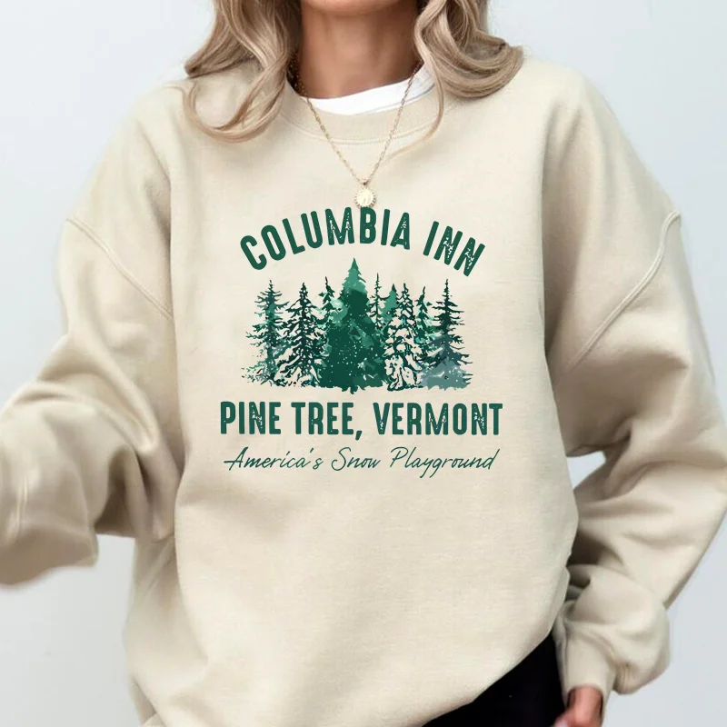 White Christmas Movie Sweatshirt Columbia Inn Pine Tree Vermont Hoodies Pullover Crewneck Sweatshirts 90s Christmas Xmas Coat