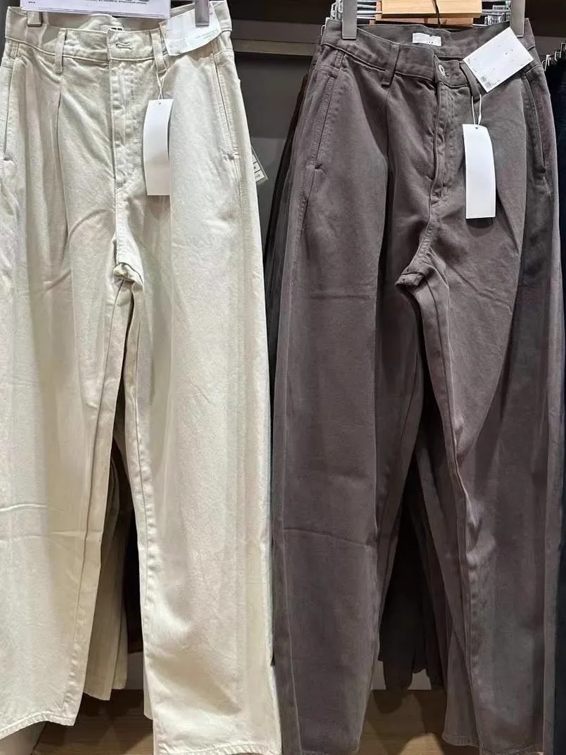 

Новые женские осенние джинсы-плиссе из денима с широкими штанинами, прямые повседневные брюки из хлопка